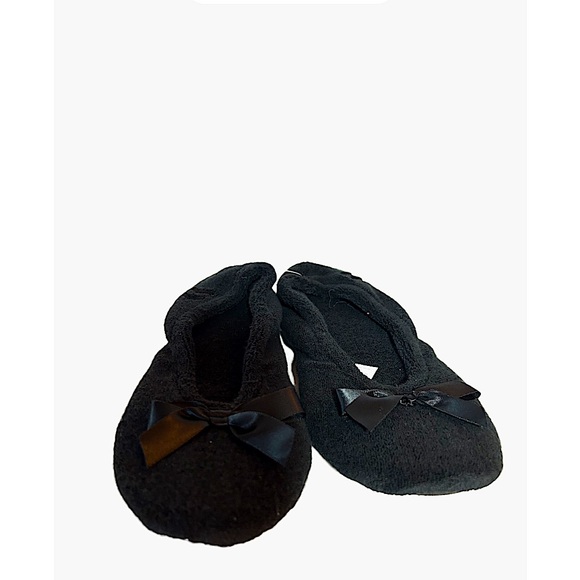 Isotoners Terry Ballerina Slipper Indoor/Outdoor Comfort Slipper Black S (5-6) - Picture 5 of 10